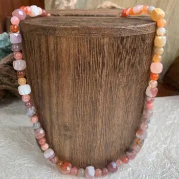 an image of a Botswana Agate and Swazi Red Agate Beaded Necklace