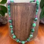 an image of a Ruby and Ruby Zoisite Mixed Beaded Necklace