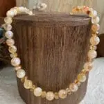 an image of a Cloudy Round and Faceted Citrine Beaded Gemstone Necklace