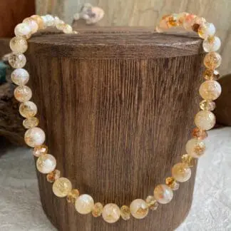 an image of a Cloudy Round and Faceted Citrine Beaded Gemstone Necklace