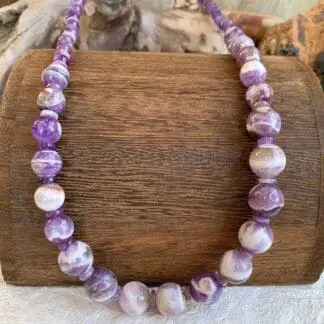 an image of a Amethyst and Chevron Amethyst Beaded Necklace