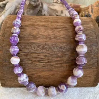 an image of a Amethyst and Chevron Amethyst Beaded Necklace