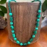 an image of a Malachite Tubes and Round Beads Necklace