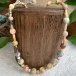 an image of a Crazy Lace Agate Round and Tube Beads Necklace