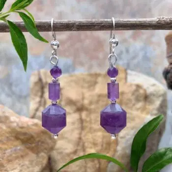 an image of a pair of Amethyst and Sterling Silver Mixed Beads Earrings