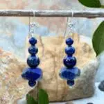 an image of a pair of dangly Lapis Lazuli Beaded Earrings