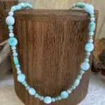 an image of a Larimar Coin Shaped Beads Necklace