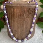 an image of a Amethyst and Pearls Beaded Necklace