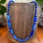 an image of a 21 inch long Natural Lapis Lazuli Tubes and Beads Necklace