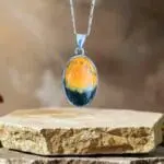an image of a Oval Bumblee Bee Jasper and Sterling Silver Pendant
