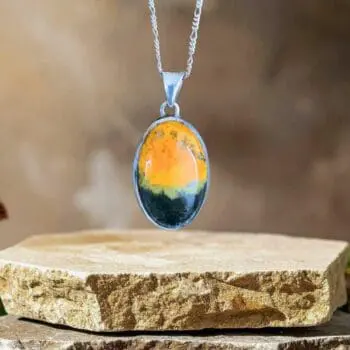 an image of a Oval Bumblee Bee Jasper and Sterling Silver Pendant