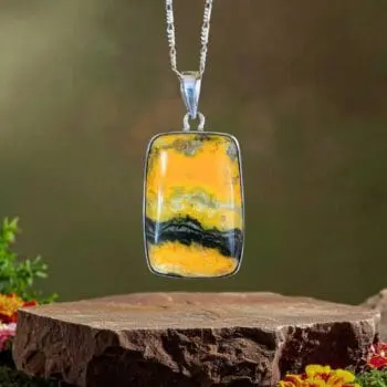 an image of a Rectangular Bumblebee Jasper and Sterling Silver Pendant.