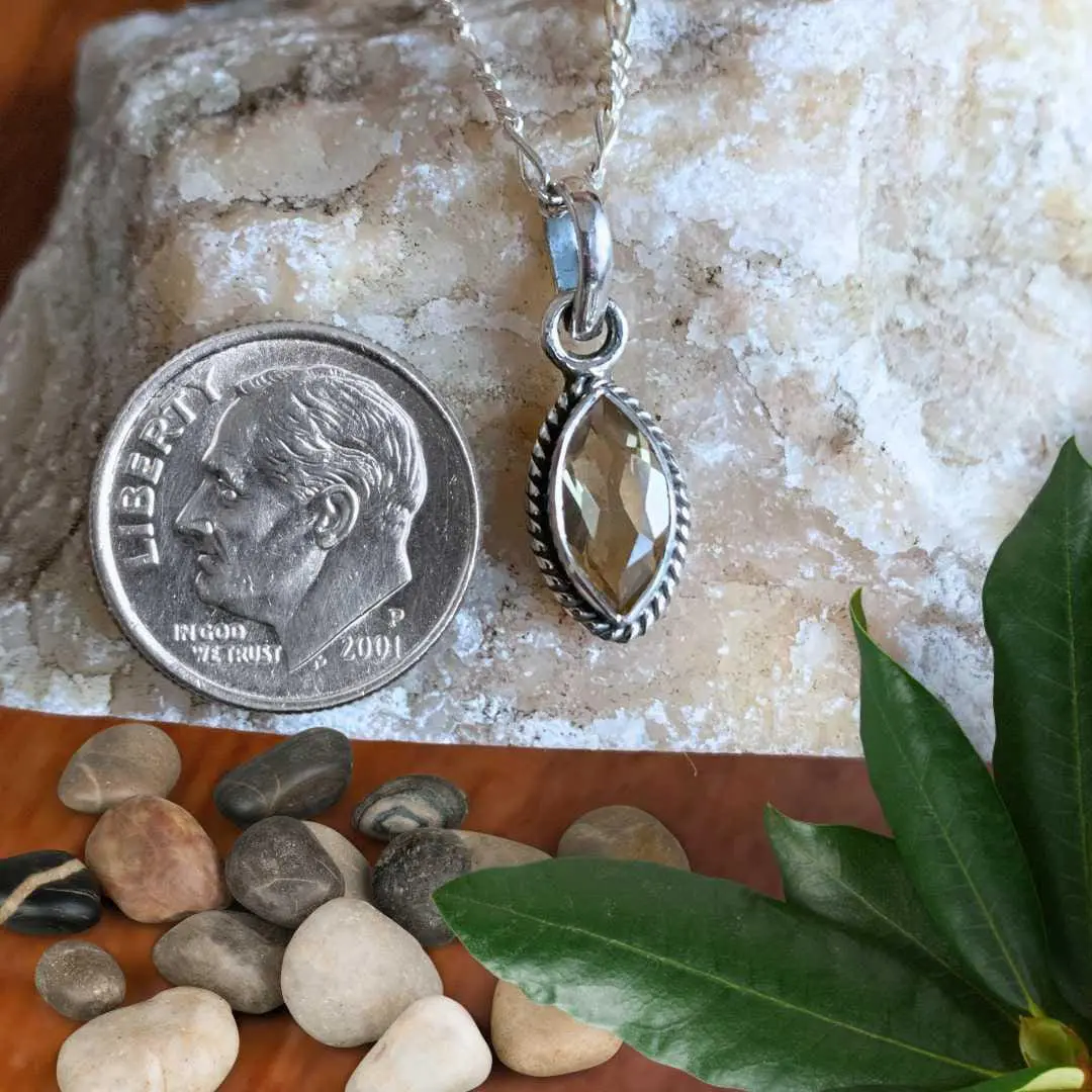 an image of a Petite Marquise Citrine and Sterling Silver Pendant