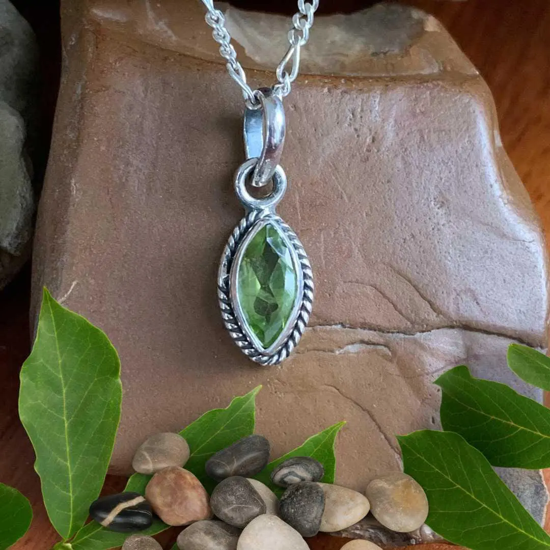 an image of a Petite Marquise Peridot and Sterling Silver Pendant