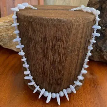 an image of ourBlue Lace Agate Sticks and Round Beads Necklace