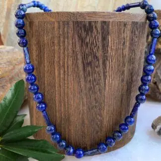 an image of a Lapis Lazuli Tubes and Round Beads Necklace