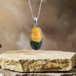 an image of a Sterling Silver and Oval Bumblebee Jasper Pendant