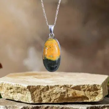 an image of a Sterling Silver and Oval Bumblebee Jasper Pendant