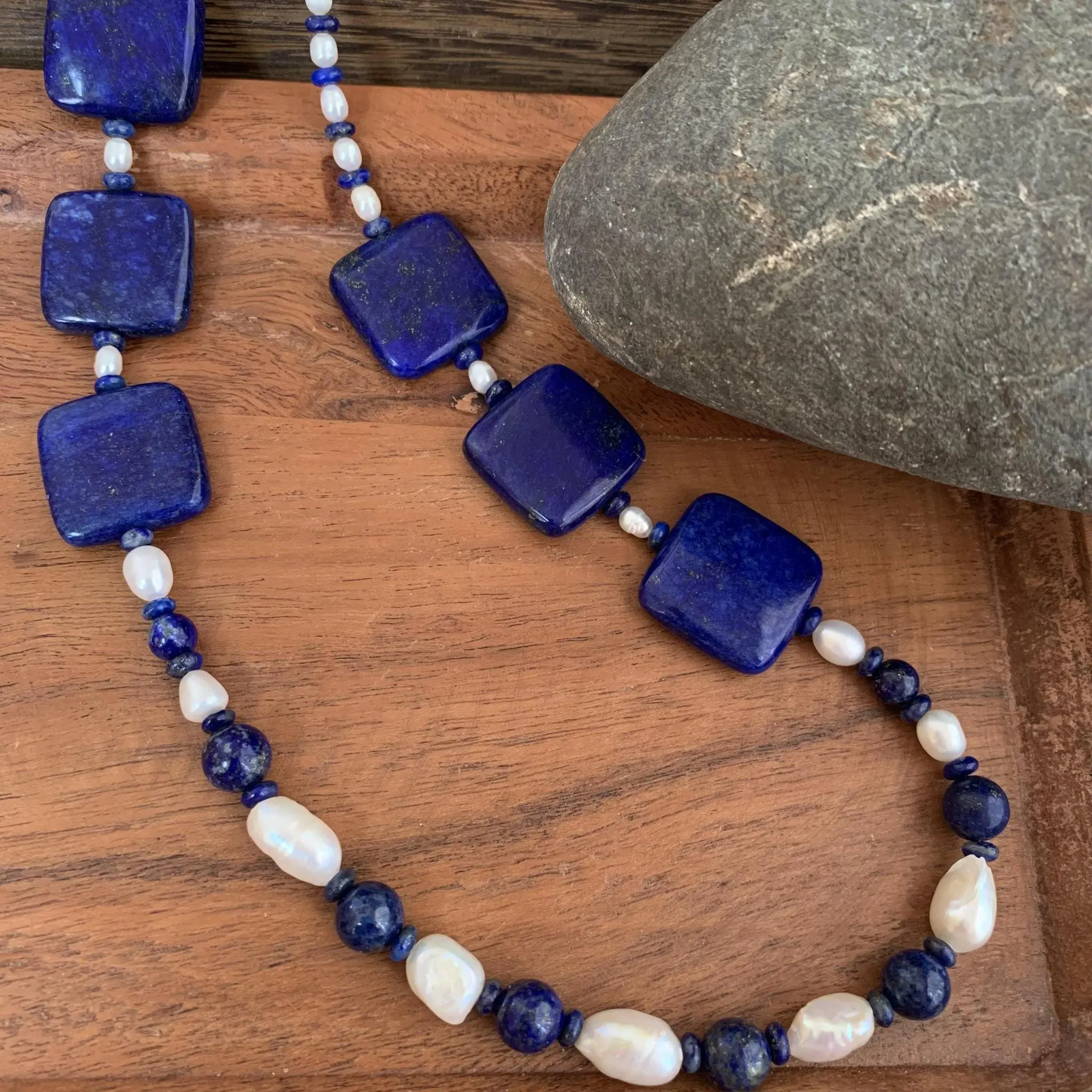 an image of a Lapis Lazuli and Pearls Statement Necklace