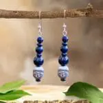 an image of a pair of Hematite Buddha and Lapis Lazuli Earrings