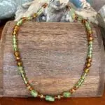 an image of a Peridot and Amber Beaded Necklace