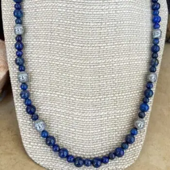 an image of a Hematite Buddhas with Lapis Lazuli Necklace