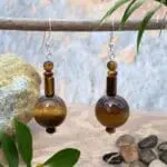 an image of a pair of Mixed Beaded Tiger's Eye Dangle Earrings