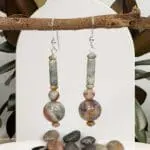 an image of a pair of Crazy Lace Agate Beaded Dangle Earrings