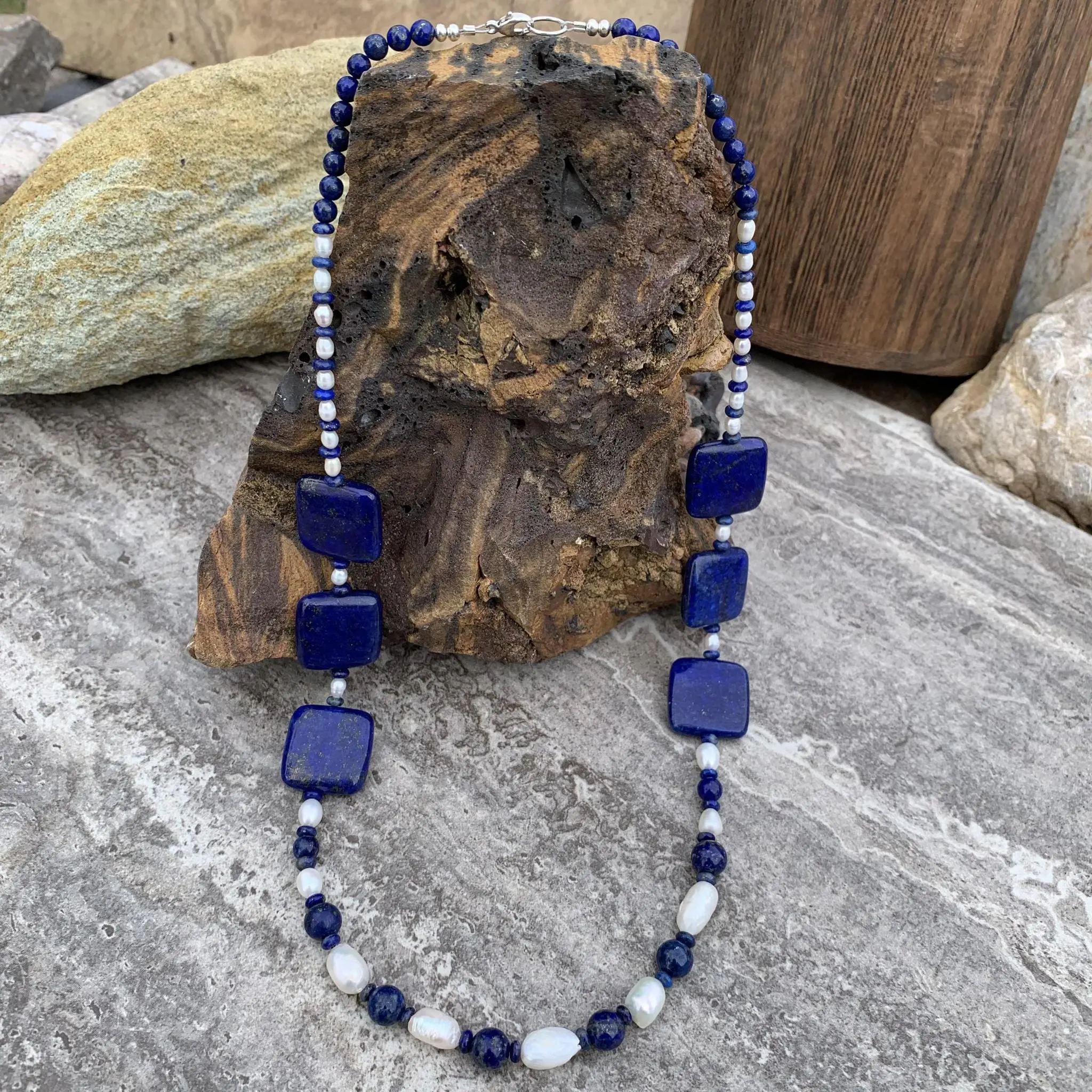 an image of a Lapis Lazuli and Pearls Statement Necklace