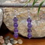 an image of a pair of Round Amethyst and Sterling Silver Beaded Earrings
