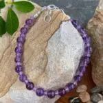 an image of a Beaded Amethyst and Sterling Silver Bracelet