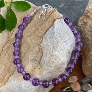 an image of a Beaded Amethyst and Sterling Silver Bracelet