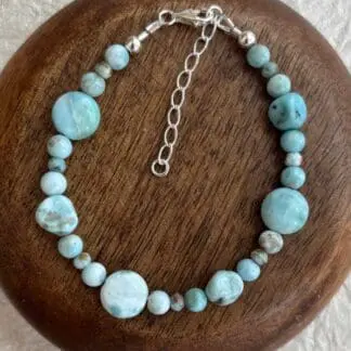 an image of a mixed Beaded Larimar and Sterling Silver Bracelet