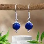 an image of a pair of Petite Round Lapis Lazuli and Sterling Silver Earrings