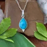 an image of a Petite Teardrop Turquoise and Sterling Silver Pendant