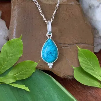 an image of a Petite Teardrop Turquoise and Sterling Silver Pendant