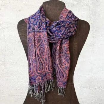 an image of a Indigo and Peach Paisley Scarf