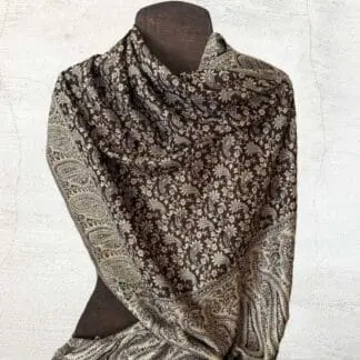 an image of a Chocolate Brown and Cream Paisley Scarf