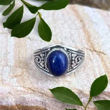 an image of an Oval Lapis Lazuli and Oxidized Sterling Silver Ring