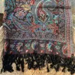 an image of a Black and Teal Multicolor Paisley Shawl-Scarf