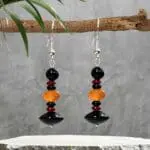an image of a pair of Carnelian and Black Onyx Beaded Earrings