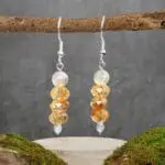 an image of a pair of Stacked Citrine and Pearl Dangle Earrings
