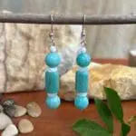 an image of a pair of Amazonite and Mother of Pearl Beaded Earrings