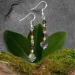 an image of a pair of Dragon Blood Jasper with Peridot and Garnet Earrings