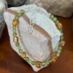 an image of an Amber Cubes and Peridot Beaded Bracelet
