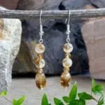 an image of a pair of Citrine Barrel and Round Beaded Earrings