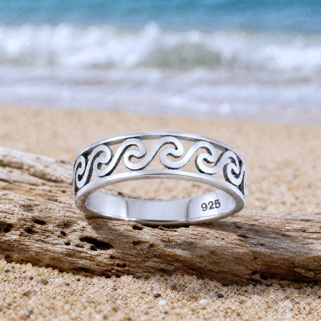 an image of a Sterling Silver Open Waves Band Ring