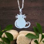 an image of a sterling silver silhouette style fat cat pendant