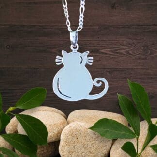 an image of a sterling silver silhouette style fat cat pendant