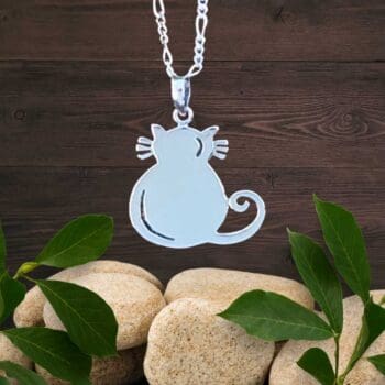 an image of a sterling silver silhouette style fat cat pendant